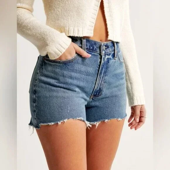 Abercrombie & Fitch High Rise Mom Shorts Size 33 - Picture 1 of 10